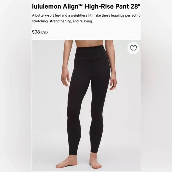 LULULEMON Align High Rise Pant 28” Black Size 6 - Picture 12 of 12